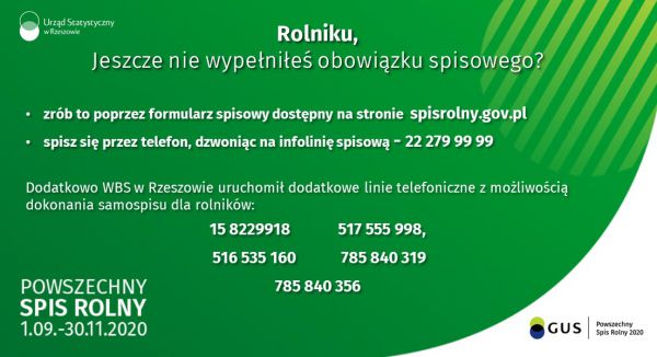 Przypomnienie -Spis Rolny 2020